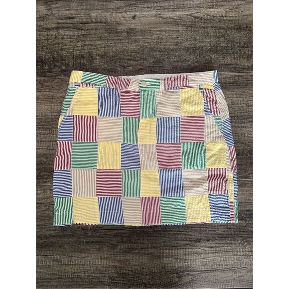 Ralph Lauren Sport Seersucker Patchwork Cotton Mini Skirt Size 4 - Picture 1 of 4